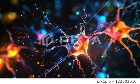 Close-up of neurons, neural network, nervous system, detail intricate of connections background 122602010