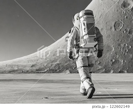 ゆがんだ空間を歩く宇宙飛行士 122602149