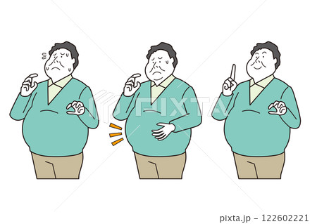 太り気味の男性イラストセット 太り気味の男性イラストセット 122602221