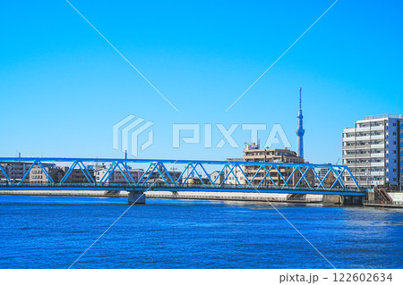 葛飾奥戸橋越しのスカイツリー 葛飾奥戸橋越しのスカイツリー 122602634