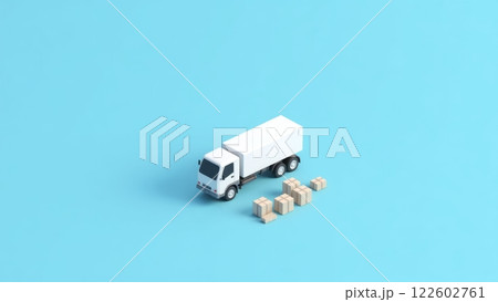 Minimalist Isometric 3D Delivery Truck Illustration 122602761