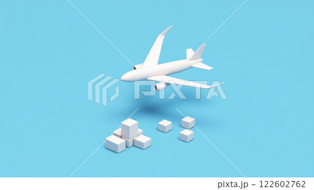 Minimalist Isometric 3D Aircraft Illustration Minimalist Isometric 3D Aircraft Illustration 122602762