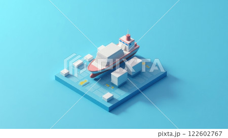 Modern Cargo Ship in Clean Isometric Style 122602767