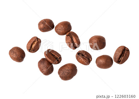 Freshly roasted coffee beans on a white background 122603160