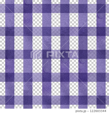 Watercolor checkered seamless pattern with plum colored stripes. Hand drawn trendy violet background with lines for textile, fabric, packing design. Web and banner repeated pattern 122603344