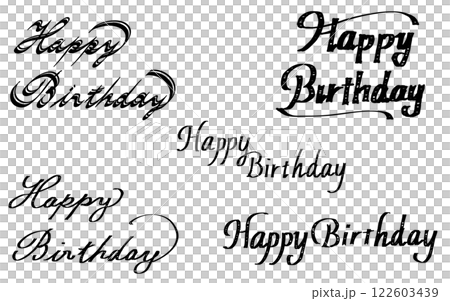 “生日快樂”手寫字體集。書法風格。 “生日快樂”手寫字體集。書法風格。 122603439