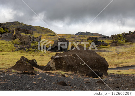 Detail of volcanic rocks, Katla Geopark, Iceland 122605297