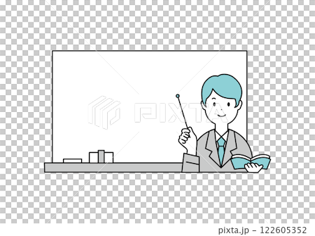 一位男老師上課的插畫 122605352