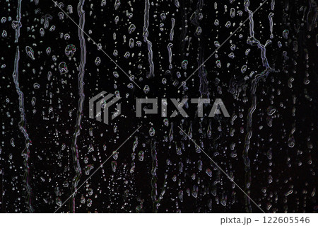 Raindrops spread out on a black background 122605546