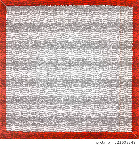 White frame with mosaic texture on red White frame with mosaic texture on red 122605548