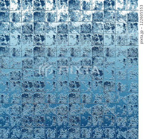 Blue rough ice background in a square grid Blue rough ice background in a square grid 122605553
