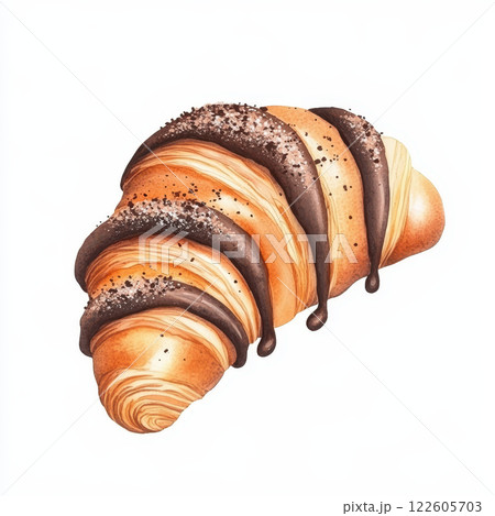 Delicious chocolate croissant with flaky texture and rich filling, perfect for breakfast or sweet treat. Enjoy delightful layers and chocolate drizzle! Delicious chocolate croissant with flaky texture and rich filling, perfect for breakfast or sweet treat. Enjoy delightful layers and chocolate drizzle! 122605703