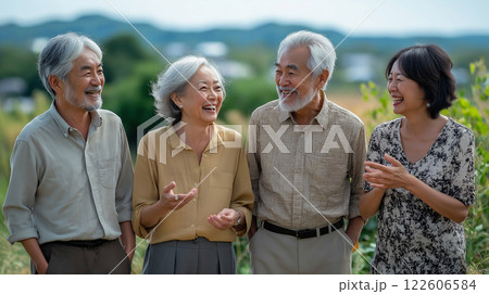 笑顔のシニア男女グループ 122606584