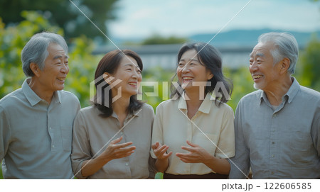 笑顔のシニア男女グループ 122606585