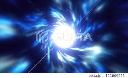 A mesmerizing blue vortex spiral, radiating energy with a glowing white center, evoking a sci-fi wormhole effect 122606935