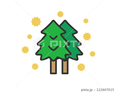スギ花粉のアイコン（線画カラー）のイラスト 122607015