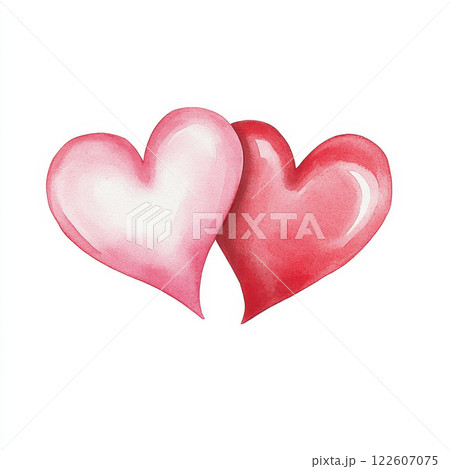 pair of intertwined hearts symbolizes love and affection, perfect for Valentine Day celebrations. This artistic representation evokes warmth and connection 122607075