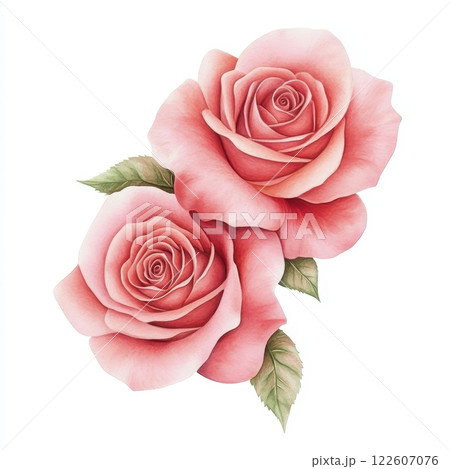 Intertwined pink roses symbolize love and beauty, showcasing delicate petals and lush green leaves, perfect for romantic themes and floral designs Intertwined pink roses symbolize love and beauty, showcasing delicate petals and lush green leaves, perfect for romantic themes and floral designs 122607076