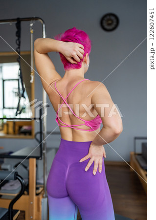 Stylish Activewear for Women Modern Cropped Top and HighWaisted Leggings for Workouts and Yoga with pink short haircut Stylish Activewear for Women Modern Cropped Top and HighWaisted Leggings for Workouts and Yoga with pink short haircut 122607451