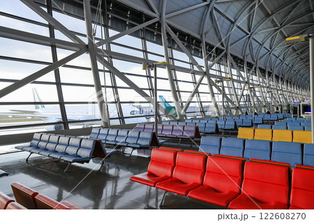 Area for Passengers wait for boarding to Airplane at living zone in airport departure gate. 122608270