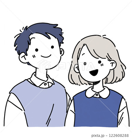 高校生の男女のイラスト 122608288