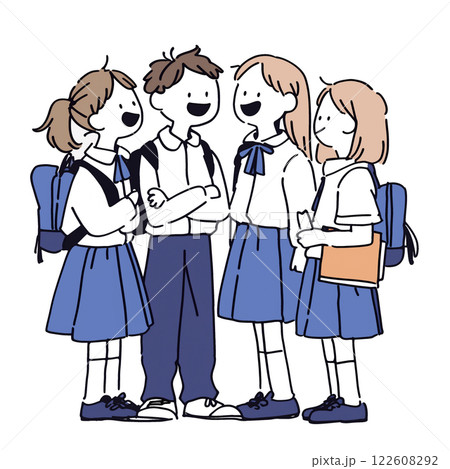 休み時間に雑談している生徒 122608292