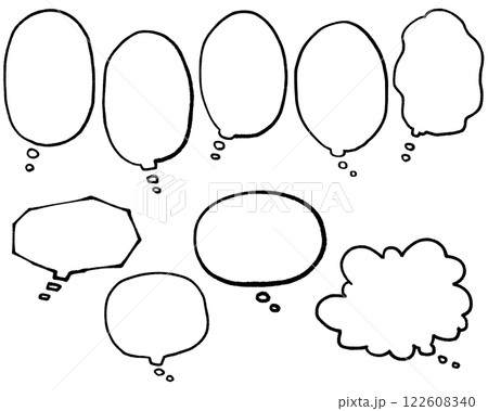 手描き思考漫画ふきだしセット 手描き思考漫画ふきだしセット 122608340