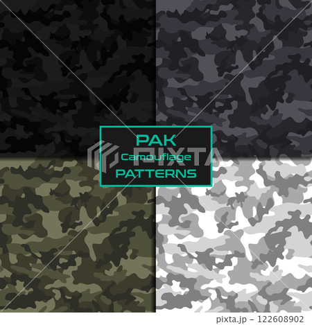 Pack seamless pattern military camouflage and for hunters vector texture 122608902