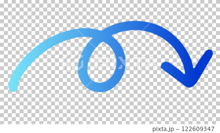 A rotating downward arrow (blue gradation version) A rotating downward arrow (blue gradation version) 122609347
