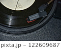 Vinyl record player, turntable plays vinyl records with music 122609687
