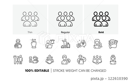 Repairman, Search people and Idea line icons. Pack of Airport transfer, Delivery man, Moisturizing cream icon. Hospital nurse, User notification, Deal pictogram. Meeting, Rent car. Line icons. Vector Repairman, Search people and Idea line icons. Pack of Airport transfer, Delivery man, Moisturizing cream icon. Hospital nurse, User notification, Deal pictogram. Meeting, Rent car. Line icons. Vector 122610390
