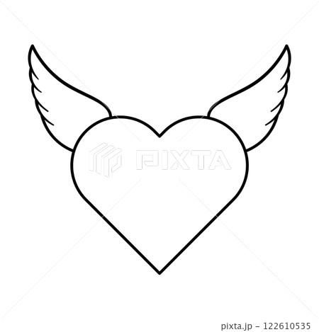 Heart with Angel Wings Vector Illustration Heart with Angel Wings Vector Illustration 122610535