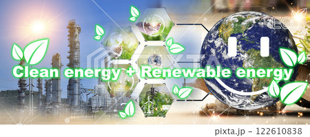 The concept of using clean and renewable energy 122610838
