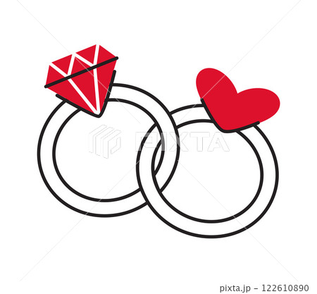 Two connected rings doodle flat style love isolated icon symbol of love Two connected rings doodle flat style love isolated icon symbol of love 122610890