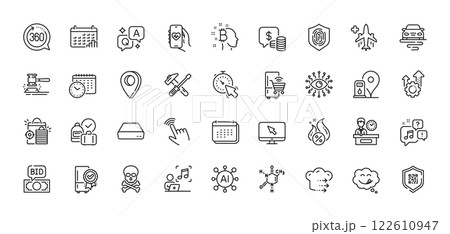 Petrol station, Yummy smile and Bitcoin think line icons pack. AI, Question and Answer, Map pin icons. Certified refrigerator, Chemical formula, Seo shopping web icon. Vector 122610947