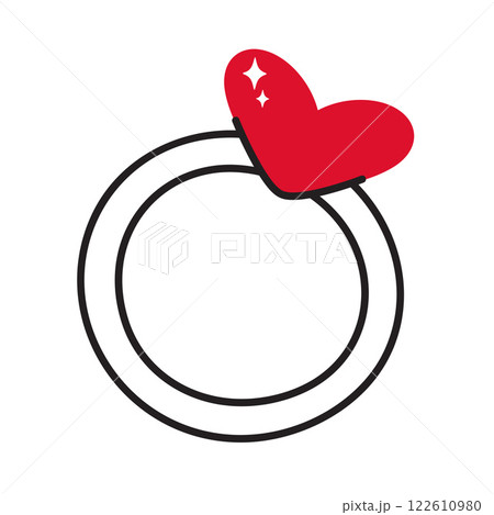 Ring with red heart doodle flat style love isolated icon symbol of love Ring with red heart doodle flat style love isolated icon symbol of love 122610980