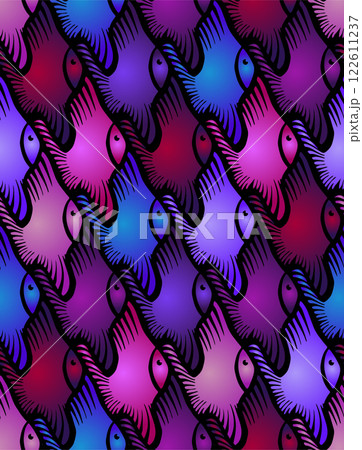Seamless Escher Style Tessellation Pattern with Colourful Fish Seamless Escher Style Tessellation Pattern with Colourful Fish 122611237