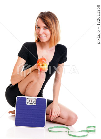 Portrait young healthy woman dieting concept 122611259