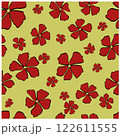 Red flowers on a green background 122611555