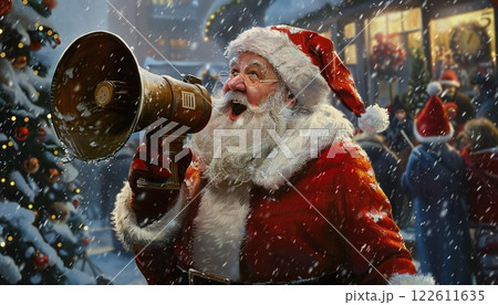 Santa Claus using a megaphone to communicate 122611635