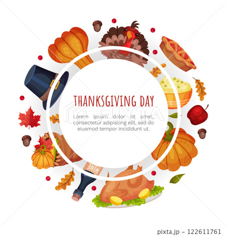 Thanksgiving Banner with Autumn Fest Object Vector Template Thanksgiving Banner with Autumn Fest Object Vector Template 122611761