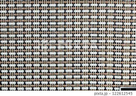 Speaker grille retro style, Speaker cover, Texture of the fabric, corduroy, polypropylene background.  Close-up of speaker surface texture. 122612545