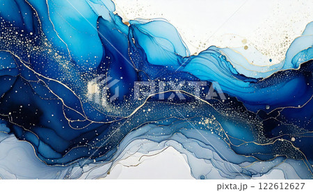 アルコールインクアートの世界/海と波/ブルー アルコールインクアートの世界/海と波/ブルー 122612627