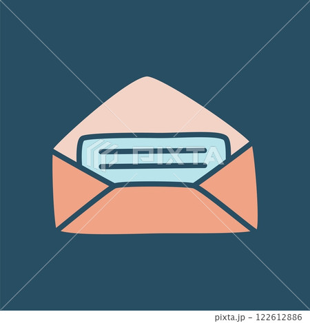 Doodle Open envelope with letter icon or logo, hand drawn on dark background Doodle Open envelope with letter icon or logo, hand drawn on dark background 122612886