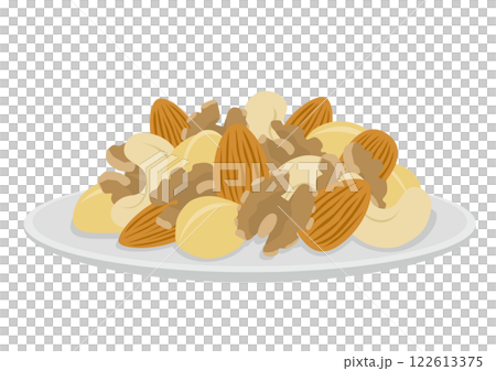 An image of an illustration of nuts on a plate An image of an illustration of nuts on a plate 122613375
