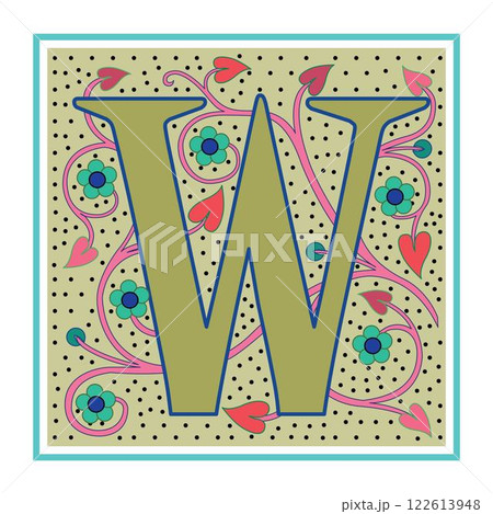 Art Nabel Initial Caps Font Capital Letter W vector design 122613948