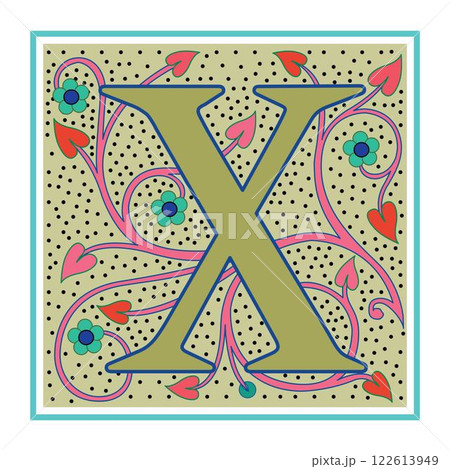 Art Nabel Initial Caps Font Capital Letter X vector design 122613949