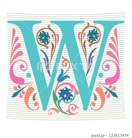 Art Regal Initial Caps Font Capital Letter W vector design Art Regal Initial Caps Font Capital Letter W vector design 122613974