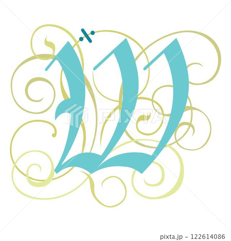 Art Gothic Initial Caps Font Capital Letter W vector design Art Gothic Initial Caps Font Capital Letter W vector design 122614086
