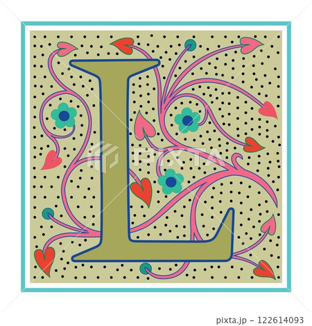 Art Nabel Initial Caps Font Capital Letter L vector design 122614093